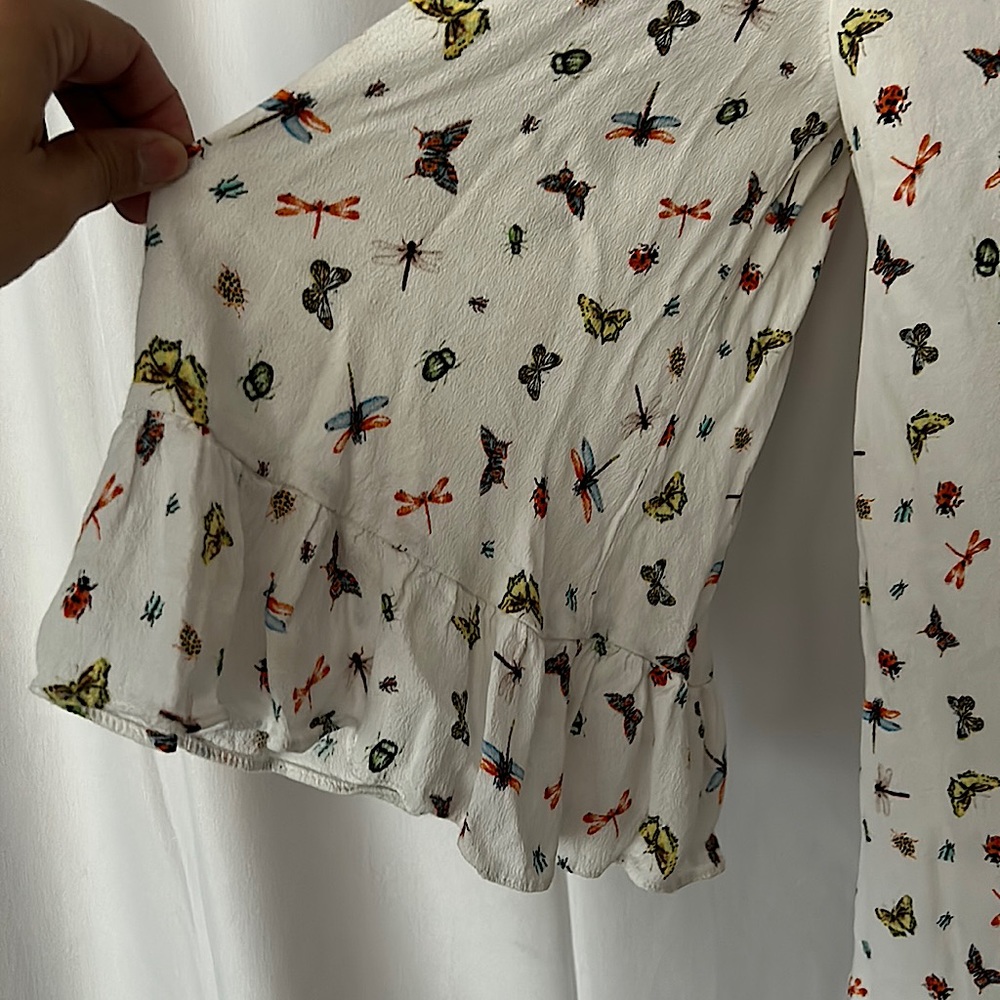 Philosophy Beautiful Colorful Insect Flutter Sleeves Shirt Top Size M - Picture 4 of 5